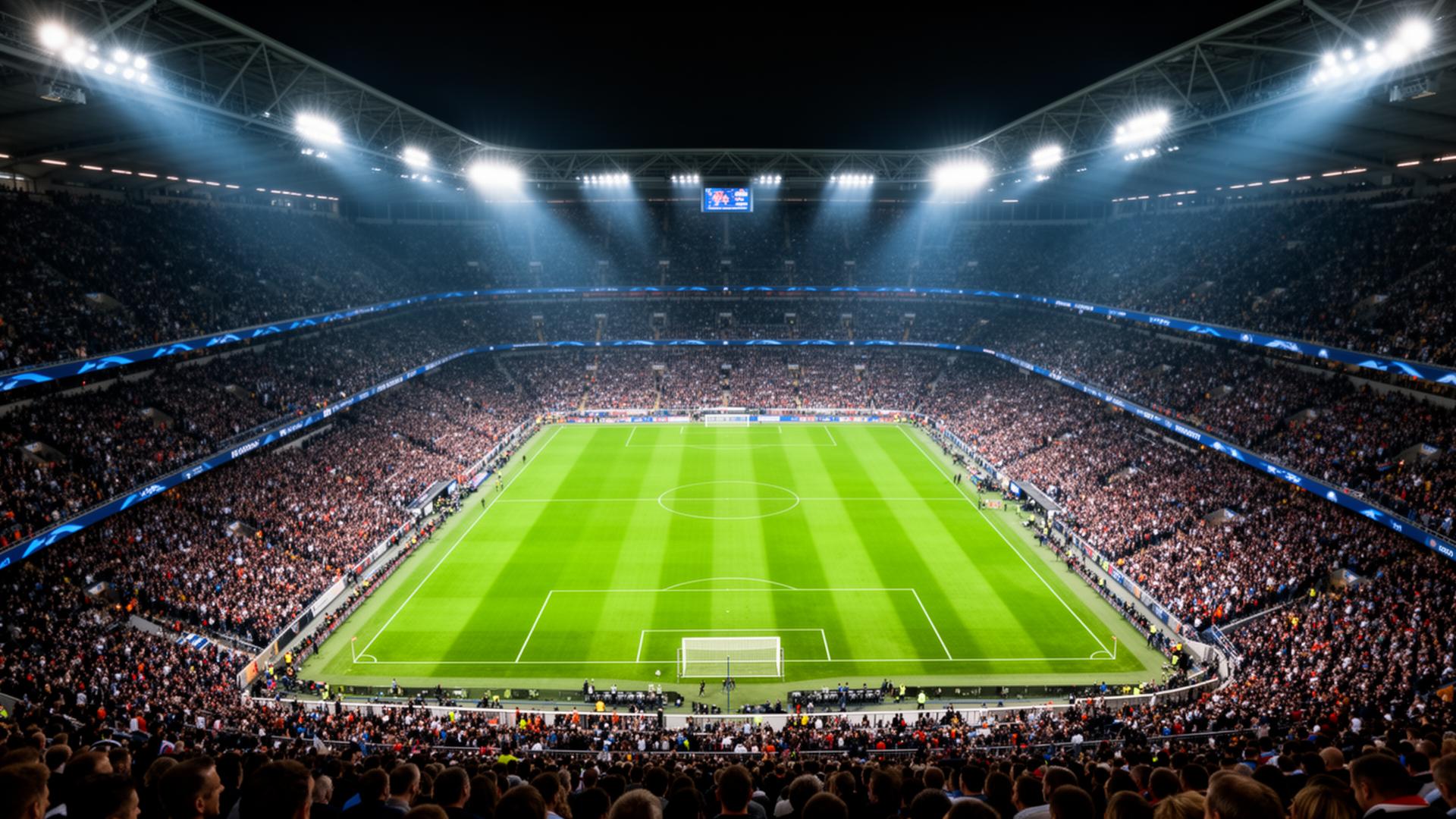 Football action under stadium lights for Bundesliga IPTV streaming