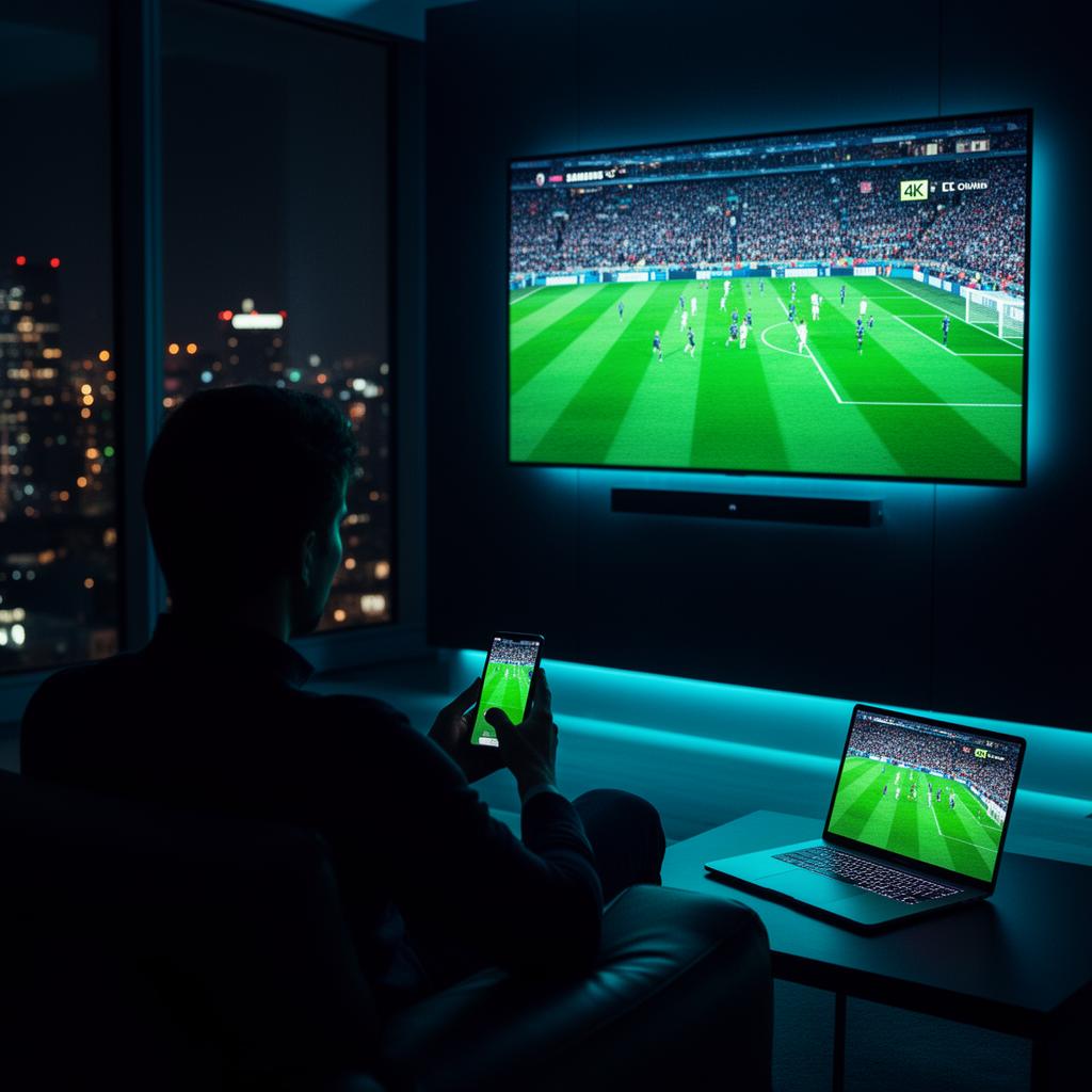 Multiple streaming devices showing IPTV setup for Firestick and TV